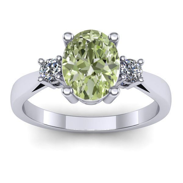Inel cu diamant de laborator verde oval