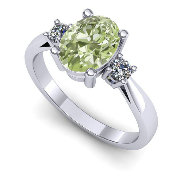 Inel de logodna din aur alb cu diamant de laborator verde