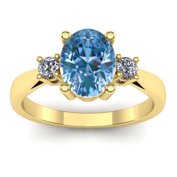 Inel logodna cu diamant de laborator albastru oval