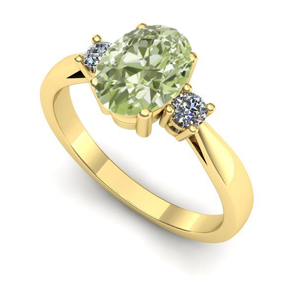 Inel logodna din aur galben cu diamant de laborator verde