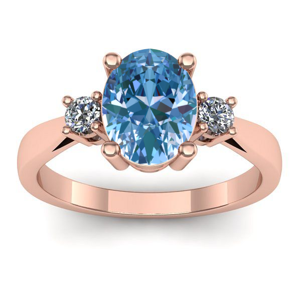 Inel logodna cu diamant de laborator albastru oval