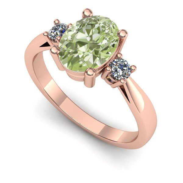Inel din aur roz cu diamant de laborator verde