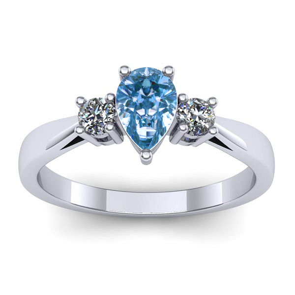 Inel cu diamant de laborator albastru lacrima