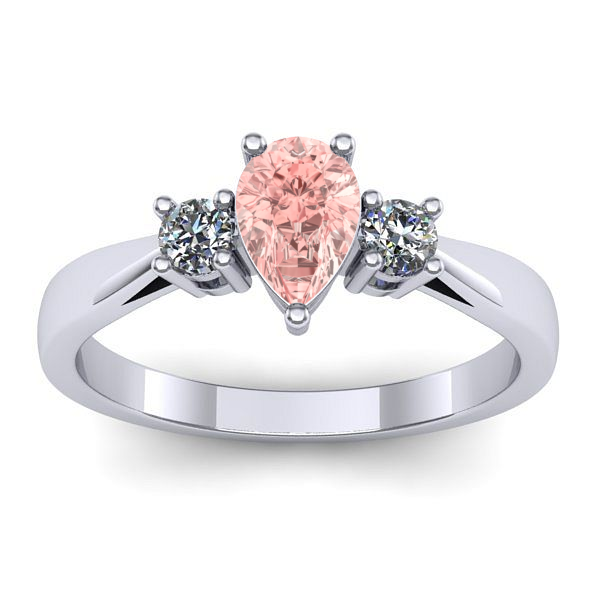 Inel logodna cu diamant de laborator roz lacrima