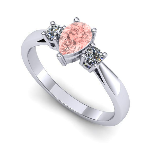 Inel din aur alb cu diamant de laborator roz