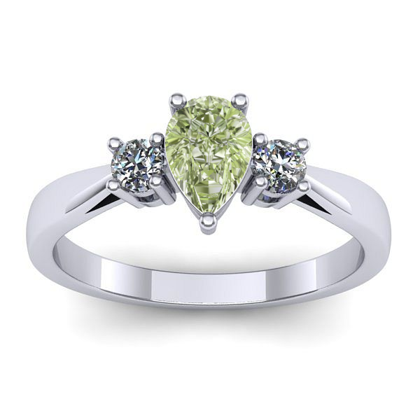 Inel cu diamant de laborator verde lacrima