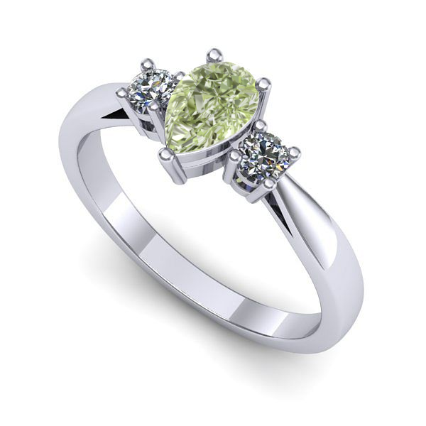 Inel logodna din aur alb cu diamant de laborator verde