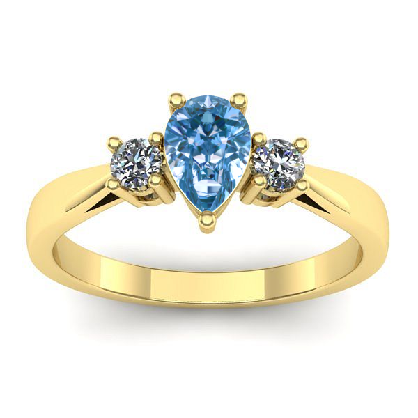 Inel cu diamant de laborator albastru lacrima