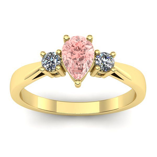 Inel logodna cu diamant de laborator roz lacrima