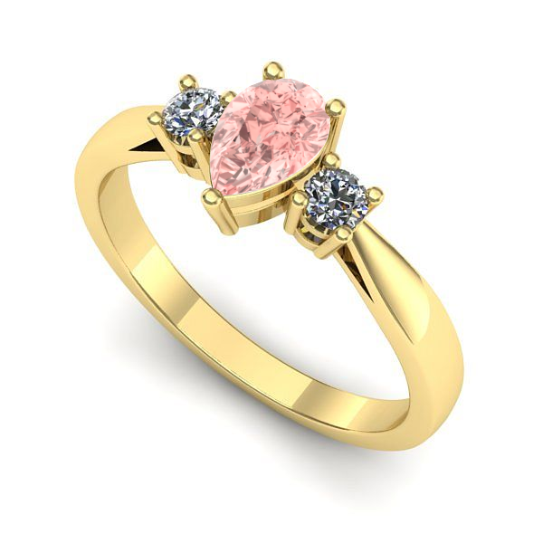 Inel logodna din aur galben cu diamant de laborator roz