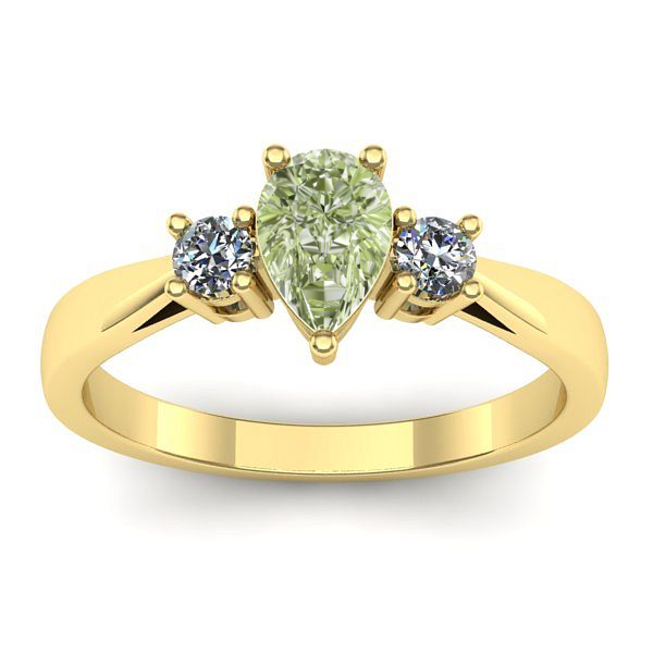 Inel logodna cu diamant de laborator verde lacrima