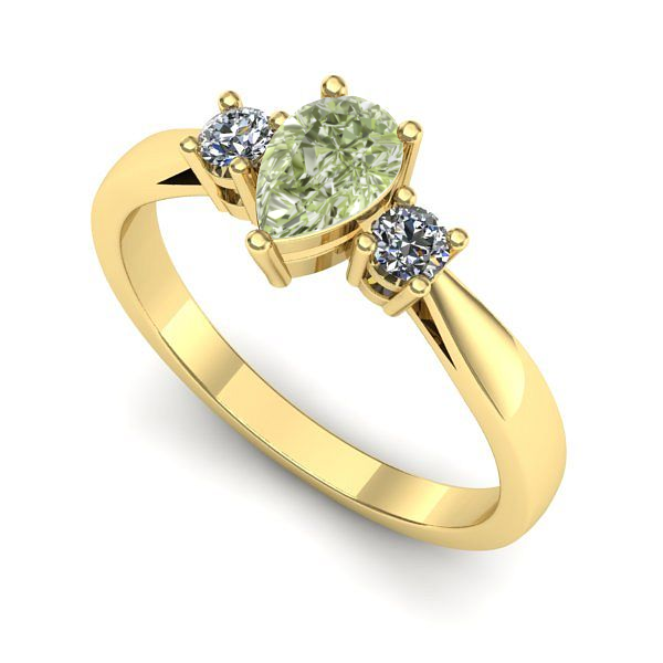 Inel din aur galben cu diamant de laborator verde