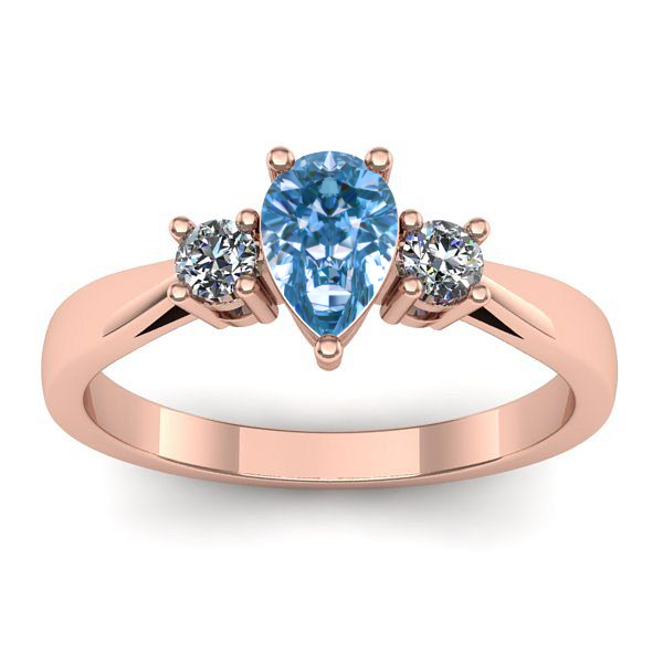 Inel logodna cu diamant de laborator albastru lacrima