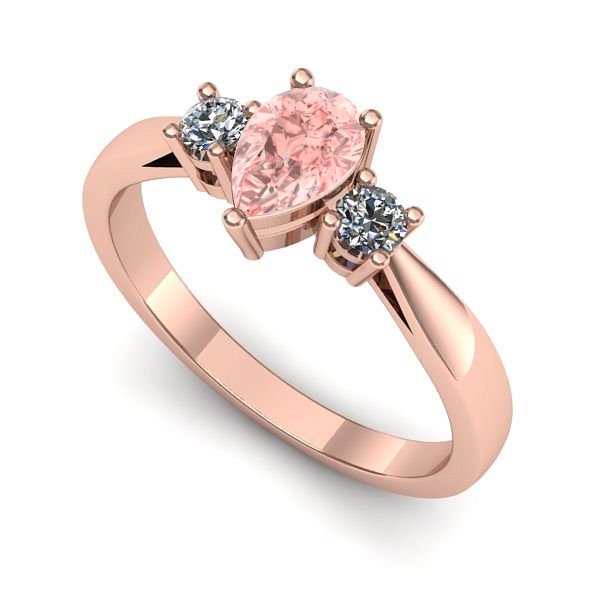 Inel de logodna din aur roz cu diamant de laborator roz