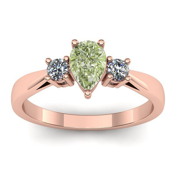 Inel cu diamant de laborator verde lacrima