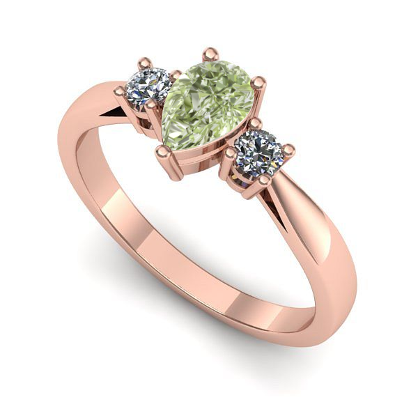 Inel de logodna din aur roz cu diamant de laborator verde