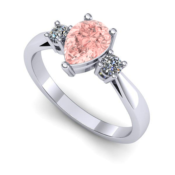 Inel de logodna din aur alb cu diamant de laborator roz