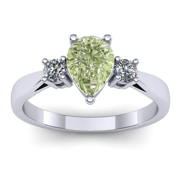 Inel de logodna cu diamant de laborator verde lacrima