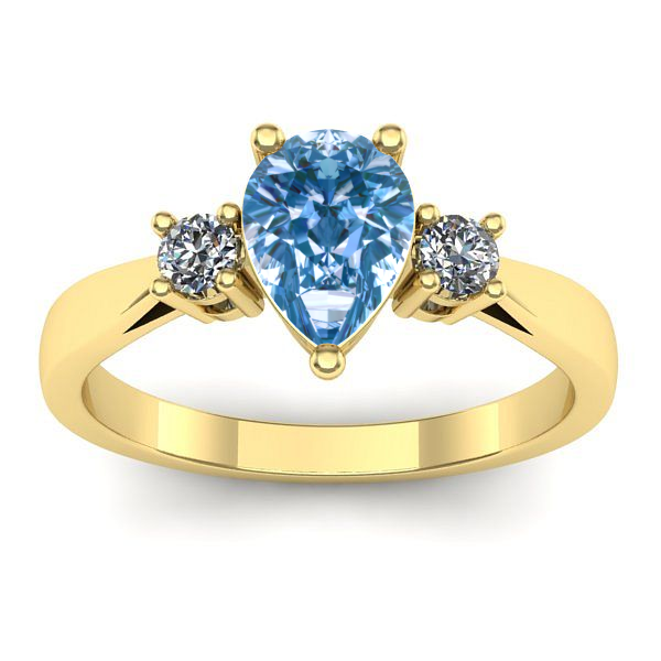 Inel cu diamant de laborator albastru lacrima