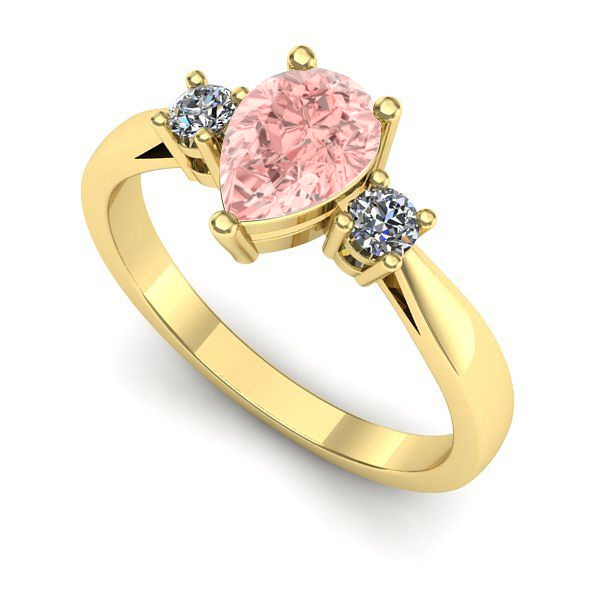 Inel logodna din aur galben cu diamant de laborator roz