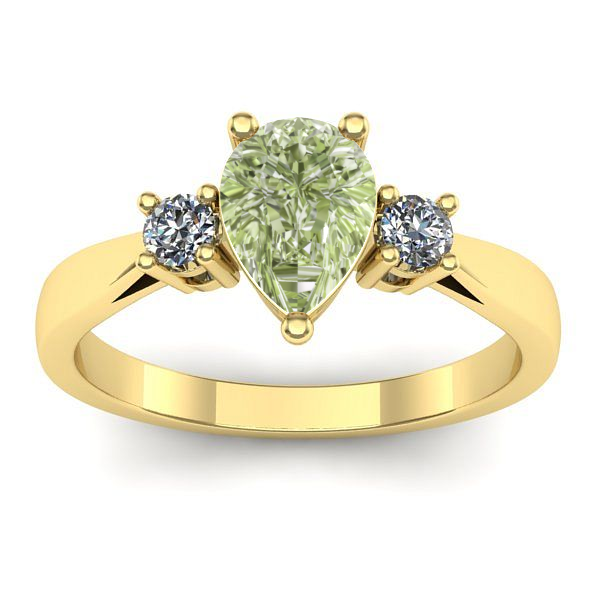 Inel logodna cu diamant de laborator verde lacrima