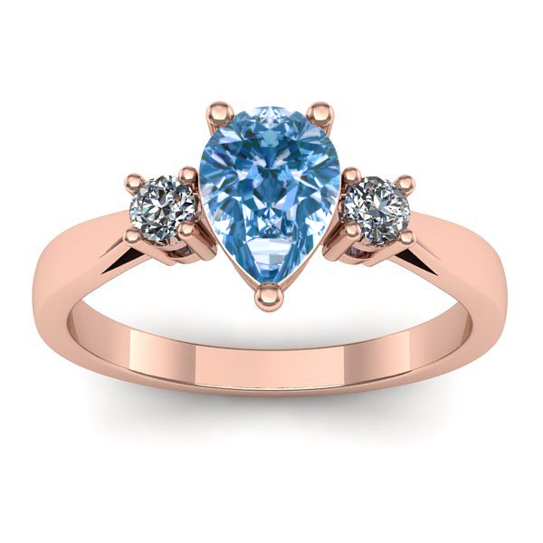 Inel logodna cu diamant de laborator albastru lacrima