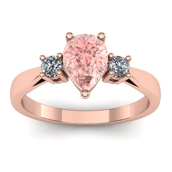 Inel cu diamant de laborator roz lacrima