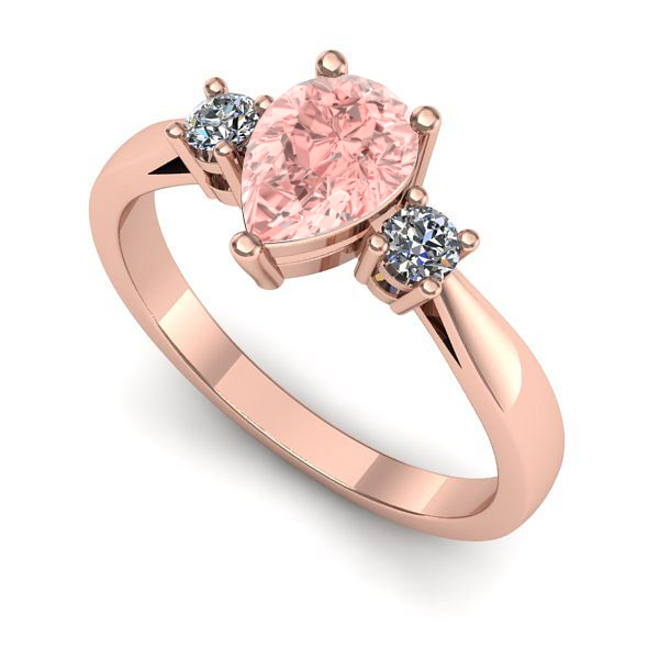 Inel din aur roz cu diamant de laborator roz