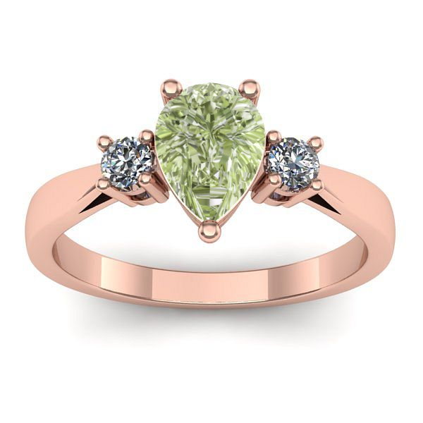 Inel cu diamant de laborator verde lacrima