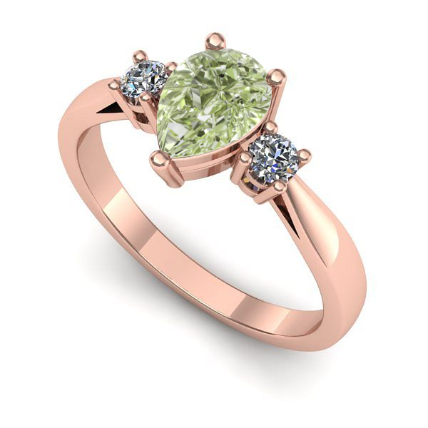 Inel logodna din aur roz cu diamant de laborator verde