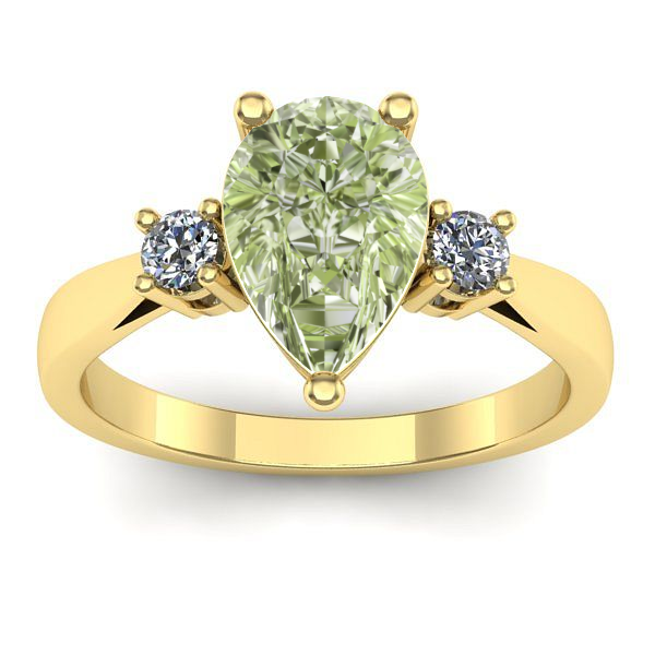 Inel cu diamant de laborator verde lacrima
