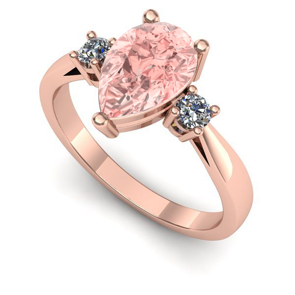 Inel de logodna din aur roz cu diamant de laborator roz