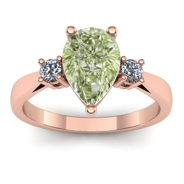 Inel de logodna cu diamant de laborator verde lacrima