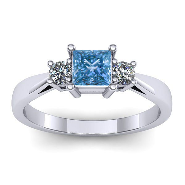 Inel de logodna cu diamant de laborator albastru patrat