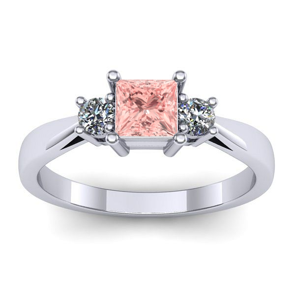 Inel logodna cu diamant de laborator roz patrat