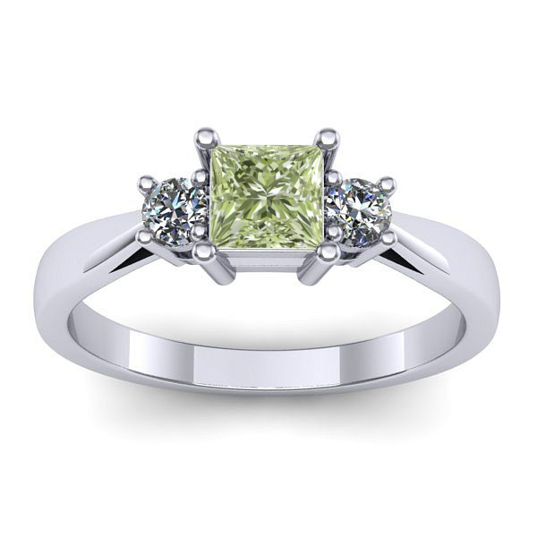 Inel cu diamant de laborator verde patrat