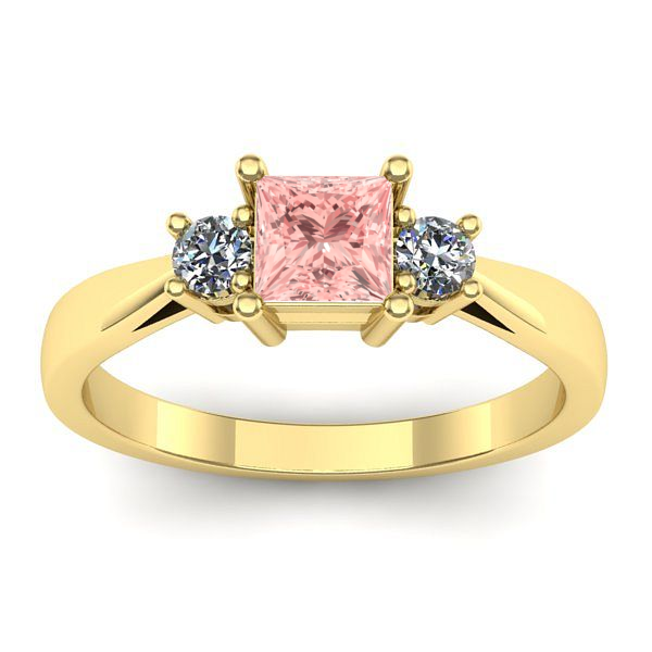 Inel cu diamant de laborator roz patrat