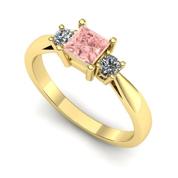 Inel de logodna din aur galben cu diamant de laborator roz
