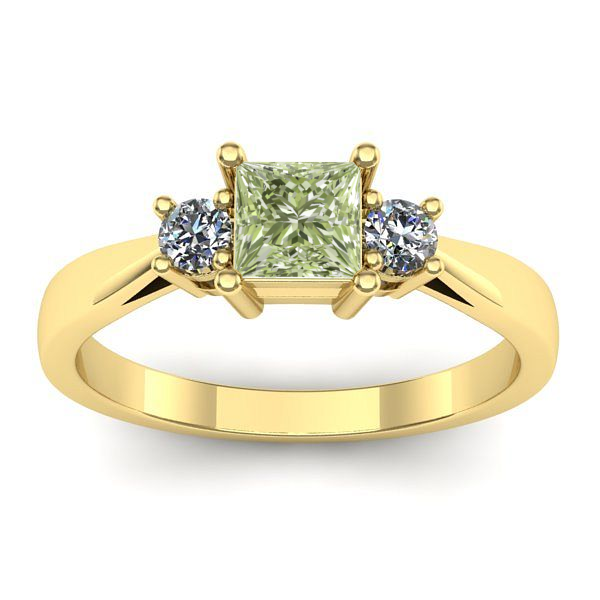 Inel cu diamant de laborator verde patrat