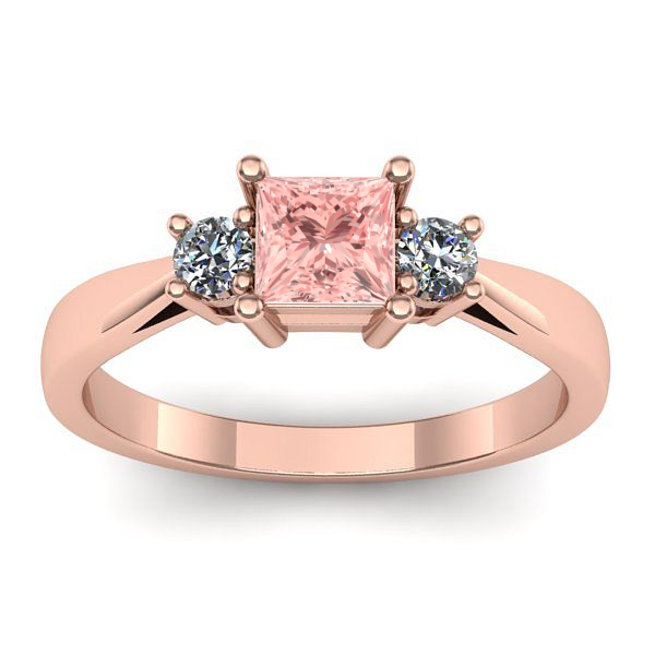 Inel de logodna cu diamant de laborator roz patrat