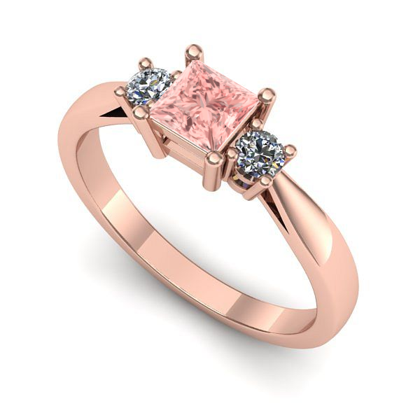 Inel de logodna din aur roz cu diamant de laborator roz