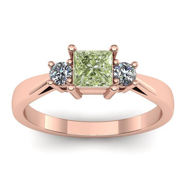 Inel de logodna cu diamant de laborator verde patrat