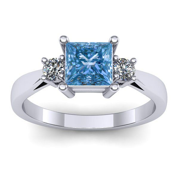 Inel de logodna cu diamant de laborator albastru patrat