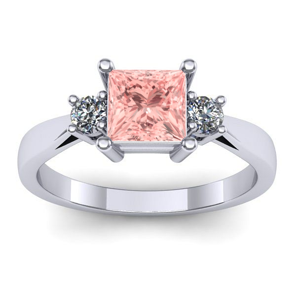 Inel cu diamant de laborator roz patrat