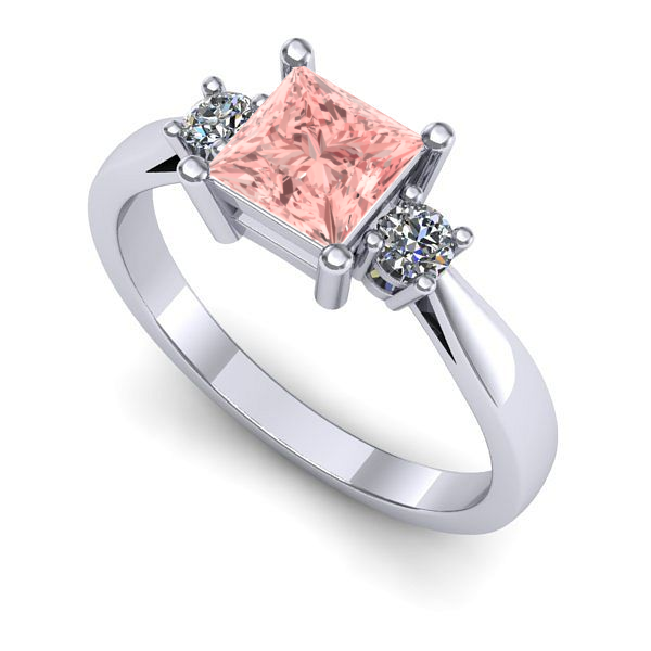 Inel din aur alb cu diamant de laborator roz