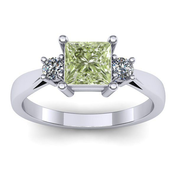 Inel de logodna cu diamant de laborator verde patrat