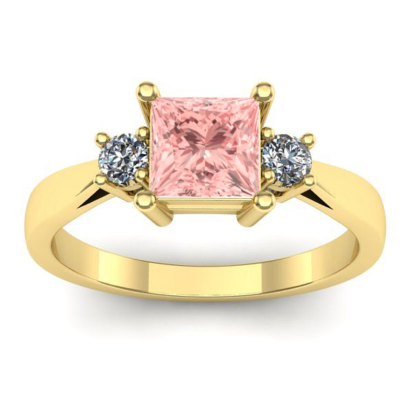 Inel logodna cu diamant de laborator roz patrat