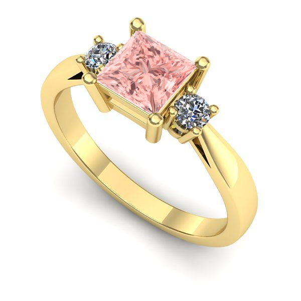 Inel de logodna din aur galben cu diamant de laborator roz