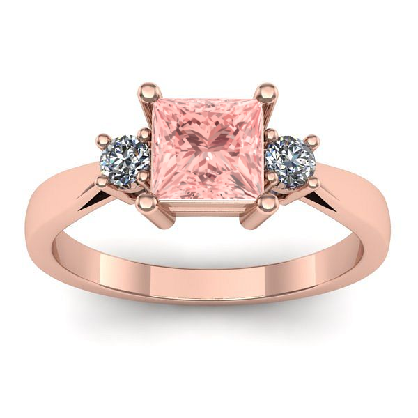 Inel logodna cu diamant de laborator roz patrat