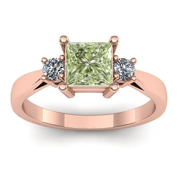 Inel de logodna cu diamant de laborator verde patrat